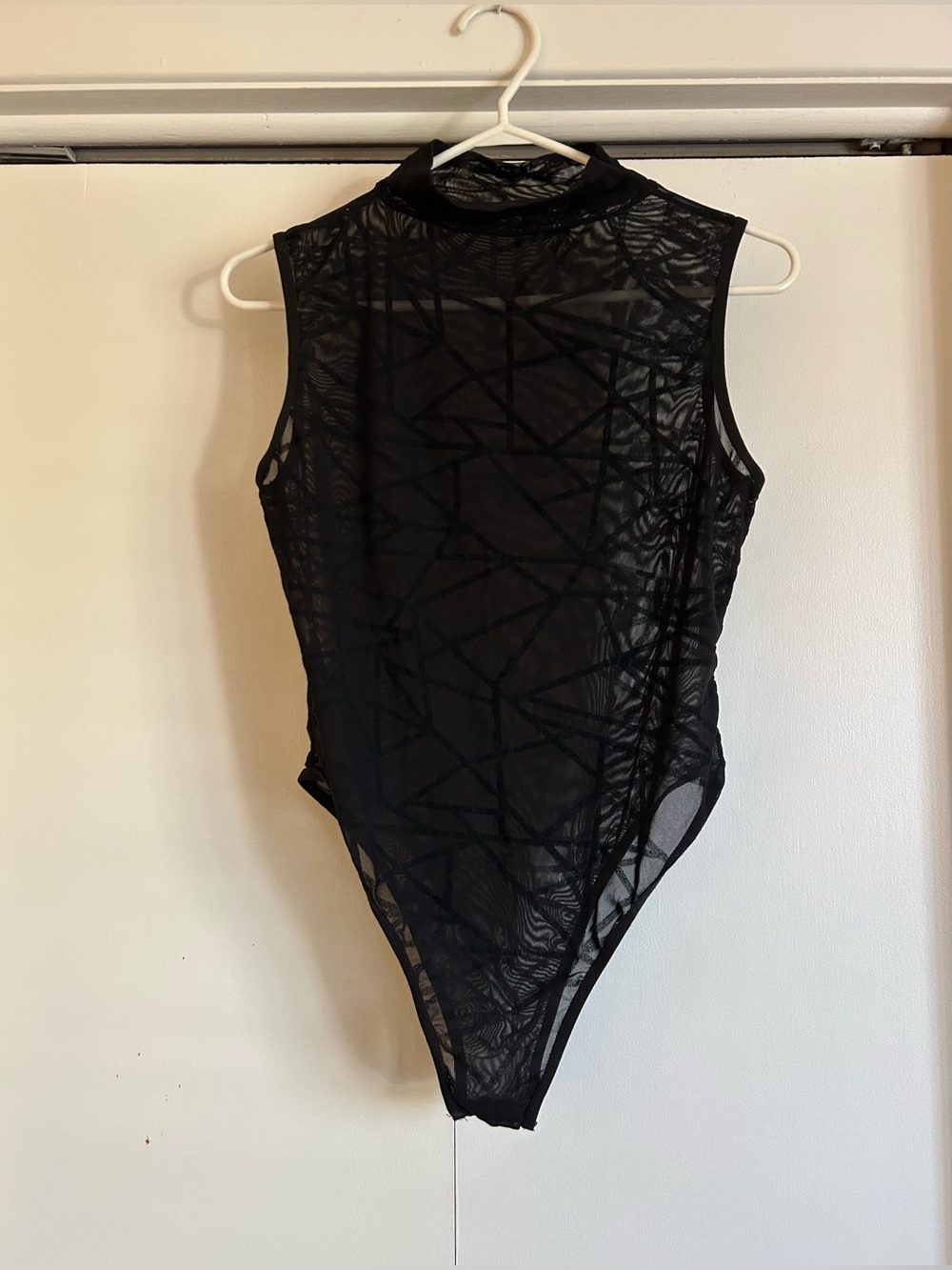 Black Mesh Sleeveless One-Piece Bodysuit